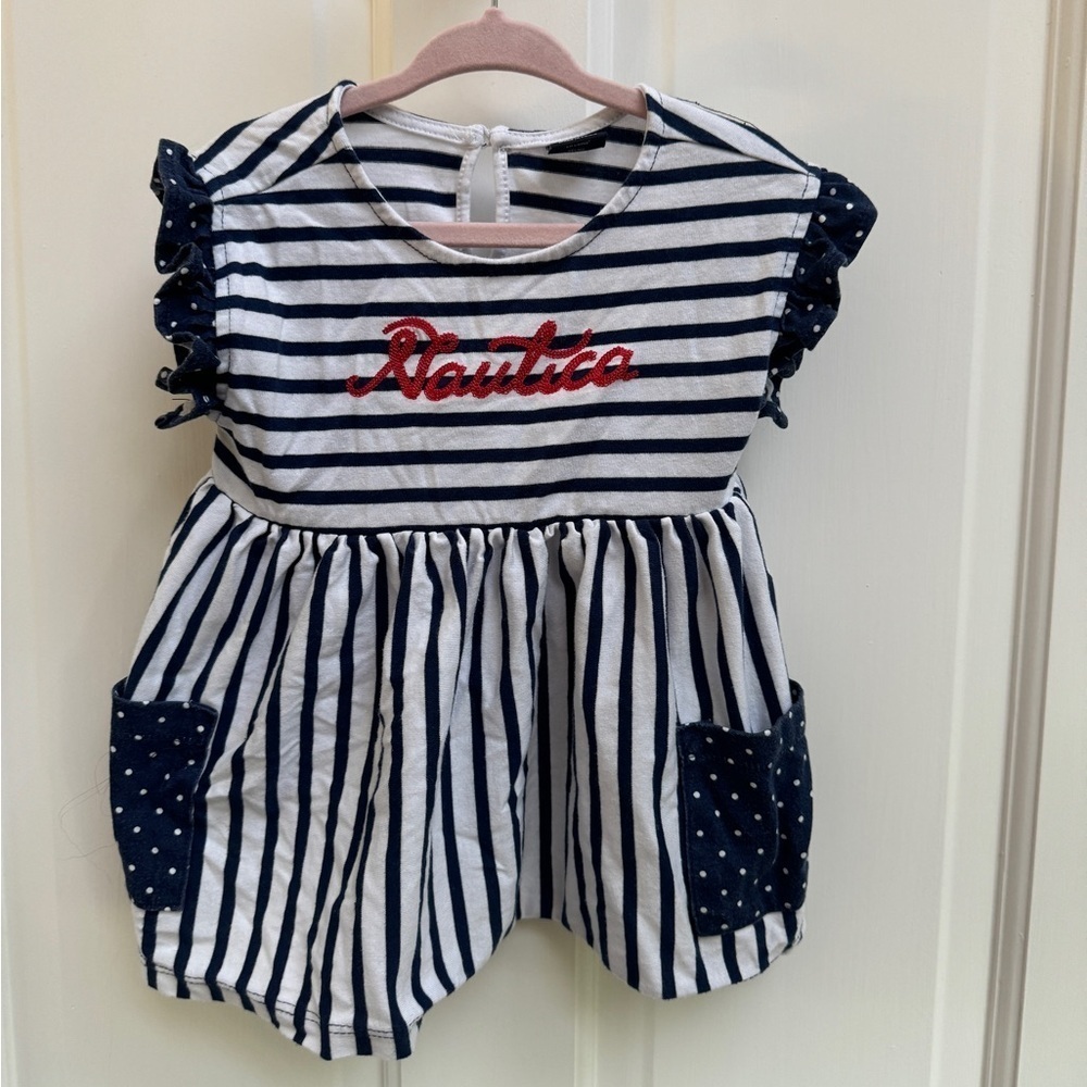 Nautica 3T Girls Red, White & Blue Patriotic Stripe Short Sleeve Top Blouse